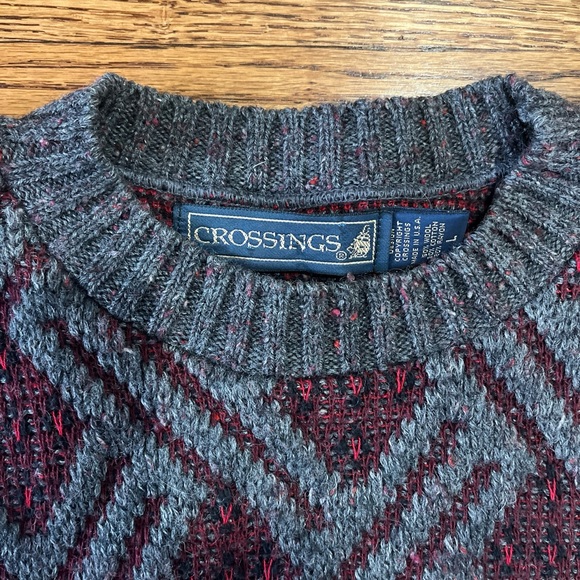 Crossings Wool Blend Sweater Geometric Size Large - Picture 2 of 5